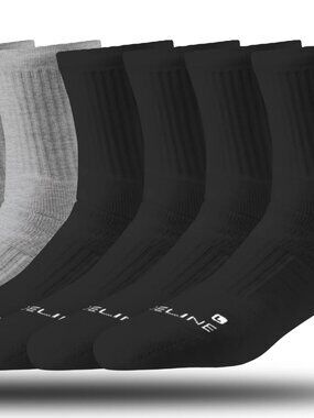 Strideline Half Calf Men's Crew Socks, Black, Men's M/L, 4 Pairs